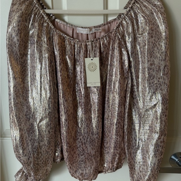Ramy Brook Tops - Ramy Brook Printed Abby Top • Metallic Sheer Blouse • NWT • XS